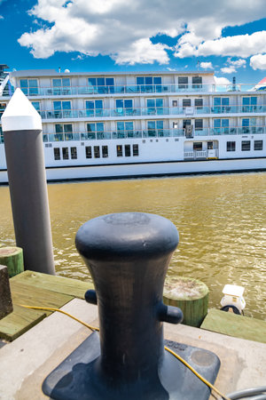 passenger coastal catamaran AMERICAN LEGEND is moored at the waterfront in southwest Washington, DC.のeditorial素材