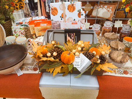 Thanksgiving Home Decor Items on Sale in Retail Environmentのeditorial素材