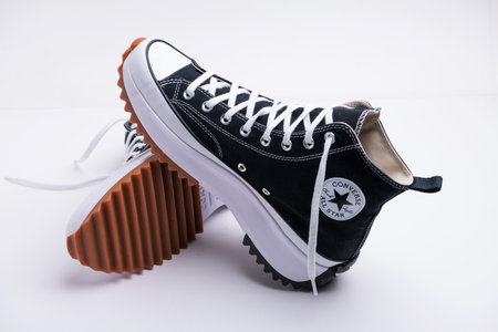 High-top Converse Run Star Hike shoes with chunky sole studio shot