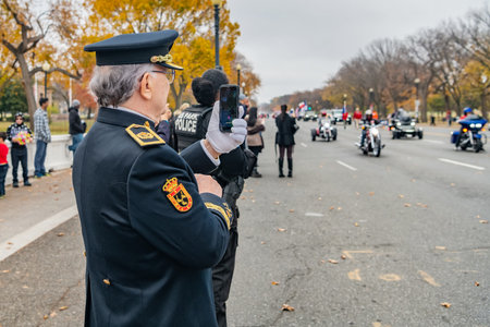 Veterans Day celebration on National Mall in Washington DC with military parade