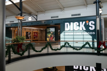 Dick's Sporting Goods Storefront Inside Shopping Mall in Sterling Virginia USAのeditorial素材
