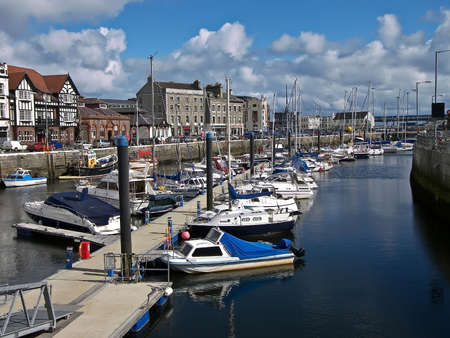 Yachts moored in Marina の写真素材