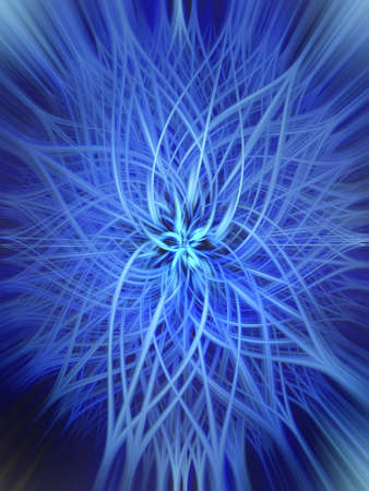 Illustration, blue spiralling burst from centre. Suitable for use as a background or texture.の写真素材