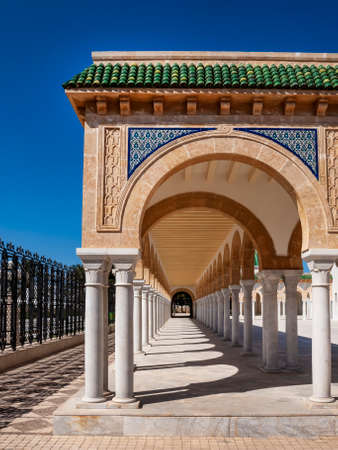 The mausoleum of Habib Bourguiba Monastir Tunisia 8th October 2012 the final resting place of the first president of Independent Tunisia. An example of Islamic Architecture the mausoleum was built in 1963 in the modern Arab Muslim style showing the arches.の写真素材