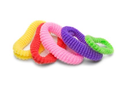 Hair elastic bands isolated on the white backgroundの写真素材