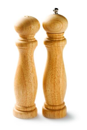 Pepper pot and saltcellar isolated on the white backgroundの写真素材