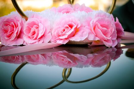 Decorated wedding carの写真素材