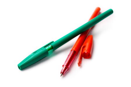 Pens isolated on whiteの写真素材