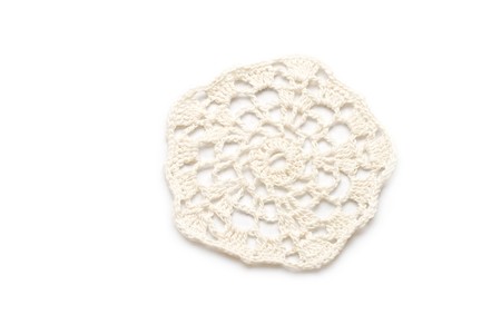 Crocheted lace isolated on whiteの写真素材