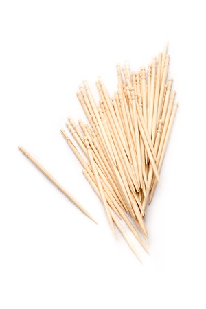 Toothpicks isolated on whiteの写真素材
