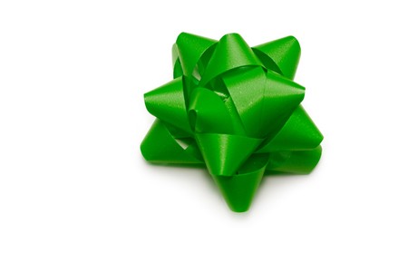 Green bow isolated on the white background の写真素材