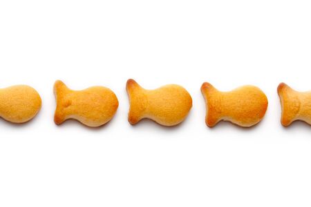 Salted crackers isolated on whiteの写真素材