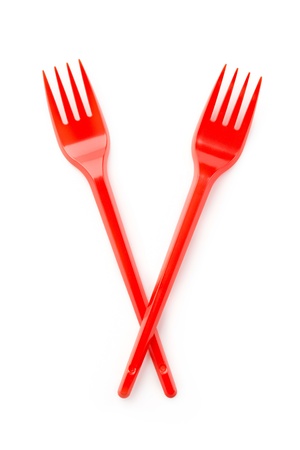 Forks isolated on whiteの写真素材