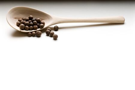 Wooden spoon and pepperの写真素材