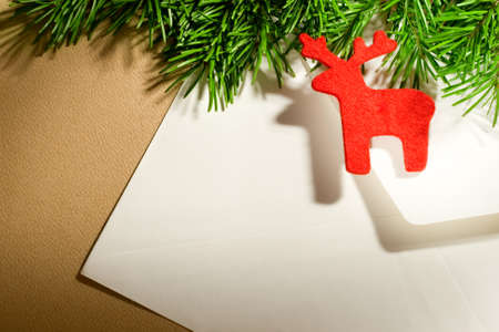 Envelope on the xmas backgroundの写真素材