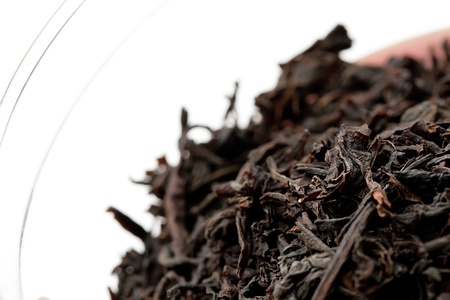 A pinch of tea on a white background