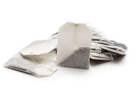 Teabags on a white background