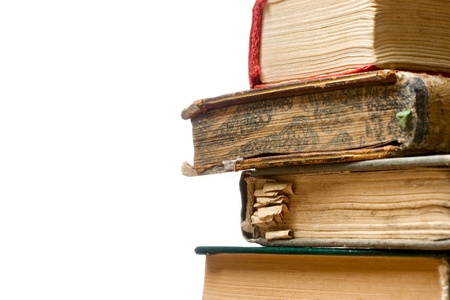 A pile of books on the white backgroundの写真素材