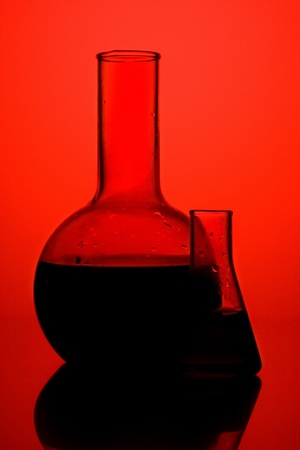 Glass flasks with liquid componentsの写真素材