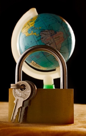 Globe and the keylockの写真素材