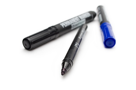 Markers on the white background