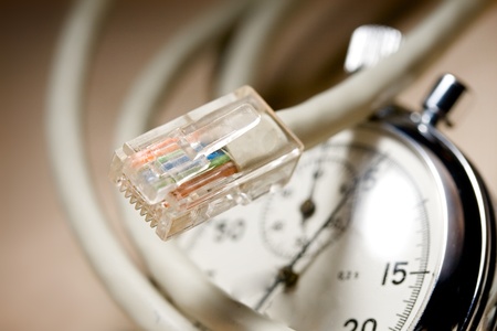 cable and stopwatchの写真素材