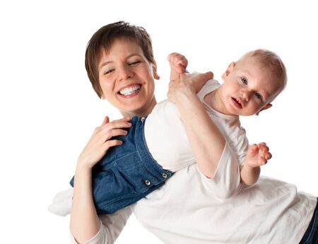 Young mother playing with her childの写真素材