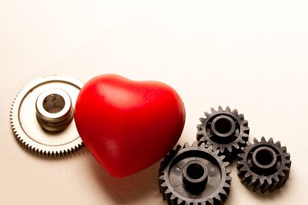 Mechanical ratchets and red heartの写真素材