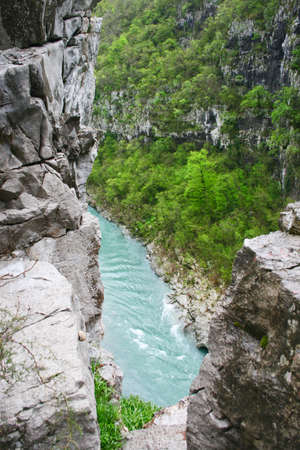 Mountain landscape with river in Montenegroの写真素材