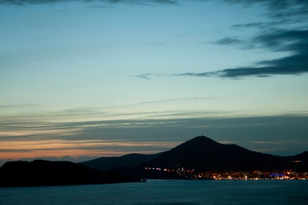 Spring sunset in the Adriatic seaの写真素材