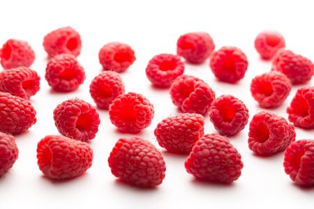 Fresh raspberry on white background