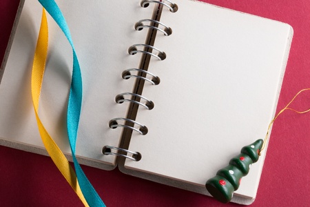 Open notebook with ribbonsの写真素材