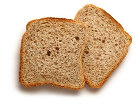 Bread slices on white background