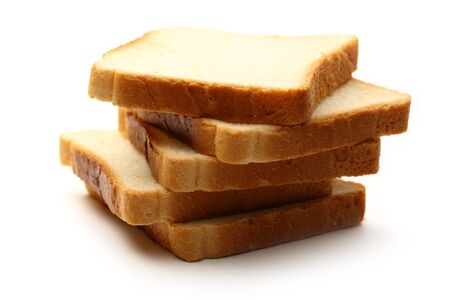 Bread slices on white background