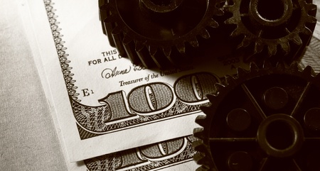 Mechanical ratchets with dollars の写真素材