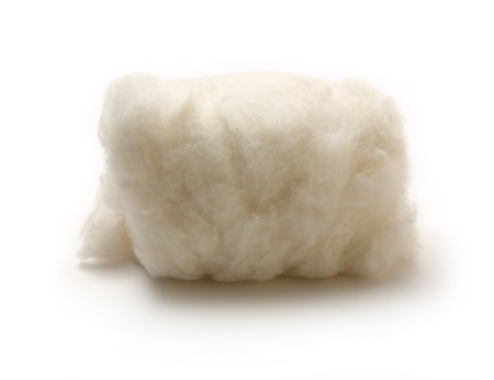 Cotton wool on the white background の写真素材