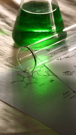Green chemistry with reaction formulaの写真素材