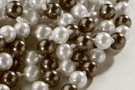 String of black and white pearl in toning の写真素材