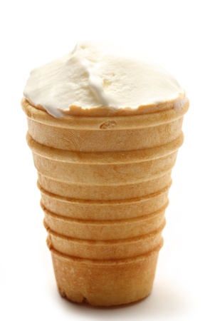 Ice cream cone on white backgroundの写真素材