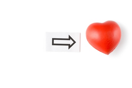 Heart and arrow on white backgroundの写真素材