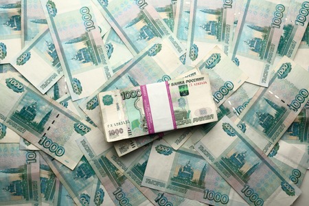 One hundred rubles banknote backgroundの写真素材