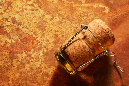 Champagne cork on paper backgroundの写真素材