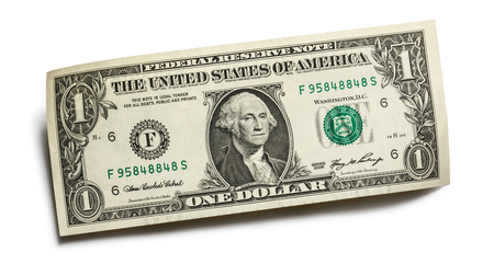 One us dollar on white