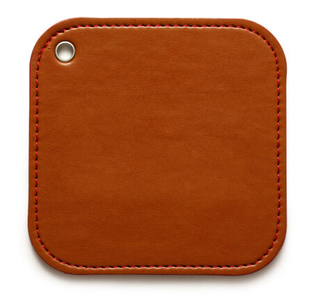 Blank leather brown label on whiteの写真素材