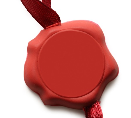Blank red sealed badge on white