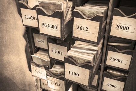 Drawer with business papers organized in archiveの写真素材