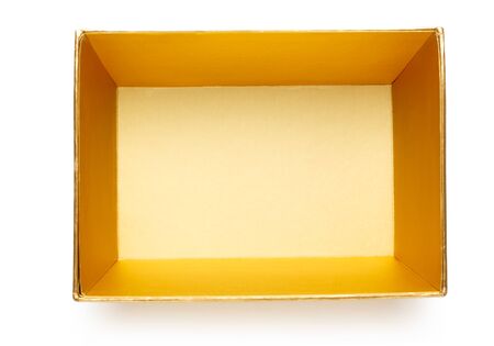 Empty golden box on the white background