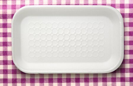 Empty clean white plastic food container closeupの写真素材