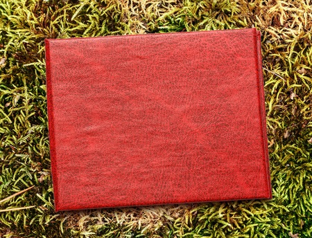 Red blank document cover as background closeupの写真素材