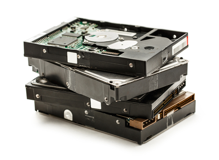 Close up of hard drive hardware for computerの写真素材